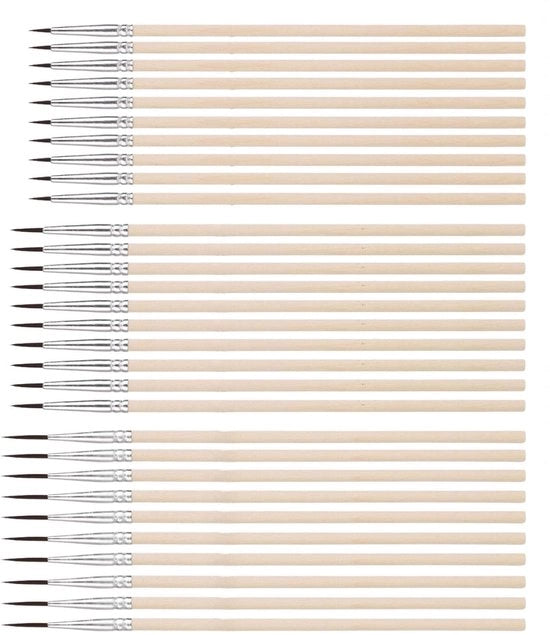 Set di pennelli da vernice da 30 pezzi - Pennelli da dettaglio fini - Pennelli da miniatura - Per acquerello/olio/acrilico - Setole di nylon di alta qualità - Pennelli da dettaglio