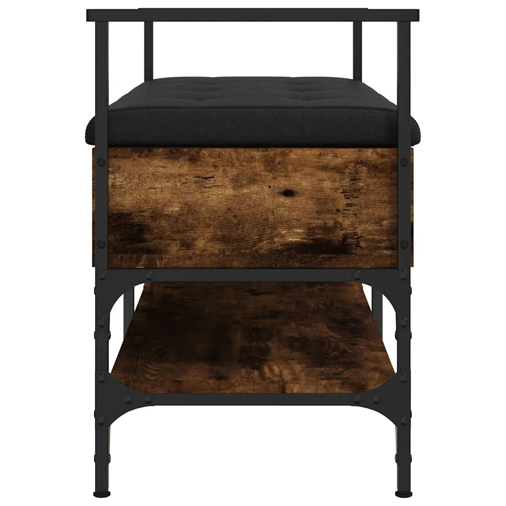 Panca Porta Scarpe-Sgabello-Panca Scarpiera Rovere Fumo 85,5x42x57,5cm Legno Multistrato