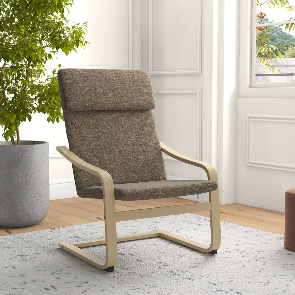 Poltrona in tessuto ¨C zephmum ¨C marrone, legno