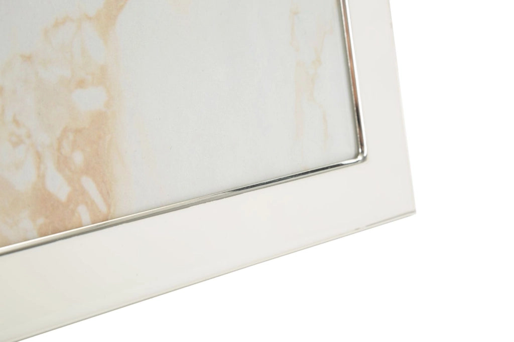 Cornice Molly 24x1,7x29 cm in Zinco e Vetro Bianco e Argento