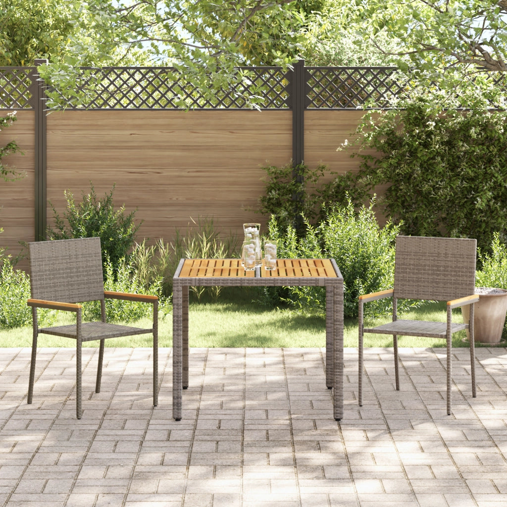 Set Pranzo Giardino 3 Pezzi Rattan Poliestere Grigio