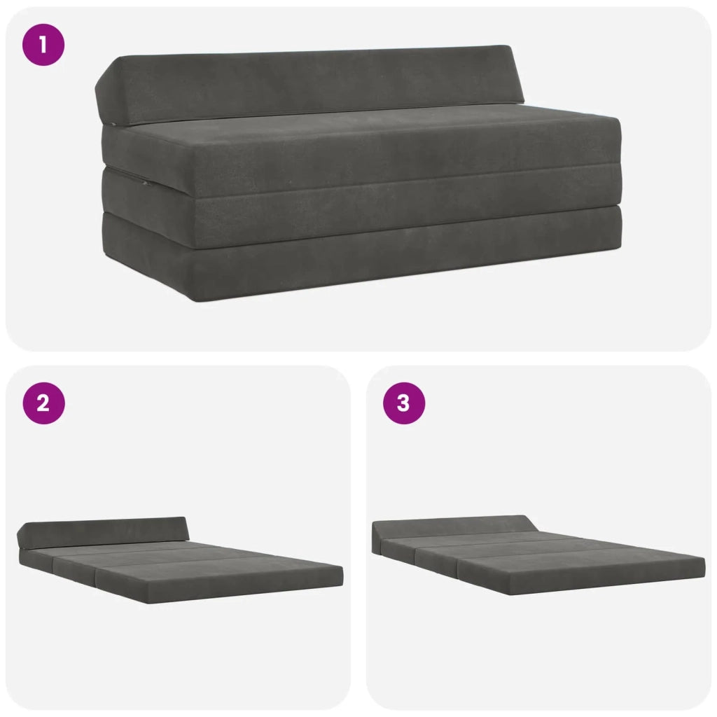 Divano Letto Pieghevole Grigio Scuro 120 x 60 x 49 cm Tessuto 900042