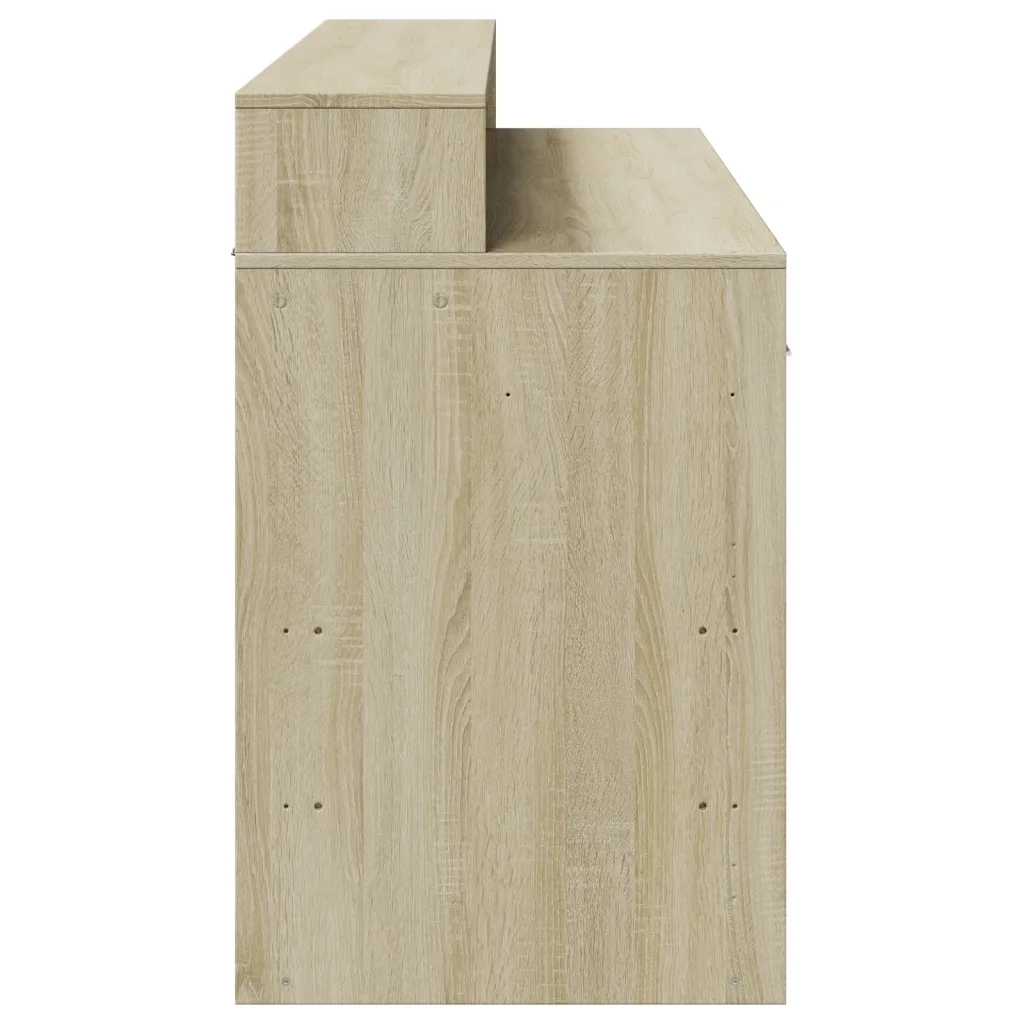 Scrivania con Luci LED Rovere Sonoma 140x55x91cm in Multistrato
