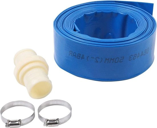 Serpentino di scarico a 2 viti e connessione rapida - adatto per pompe immersione e altre pompe acqua - vasche e irrigazione giardino - blu - 10 m x 50 mm