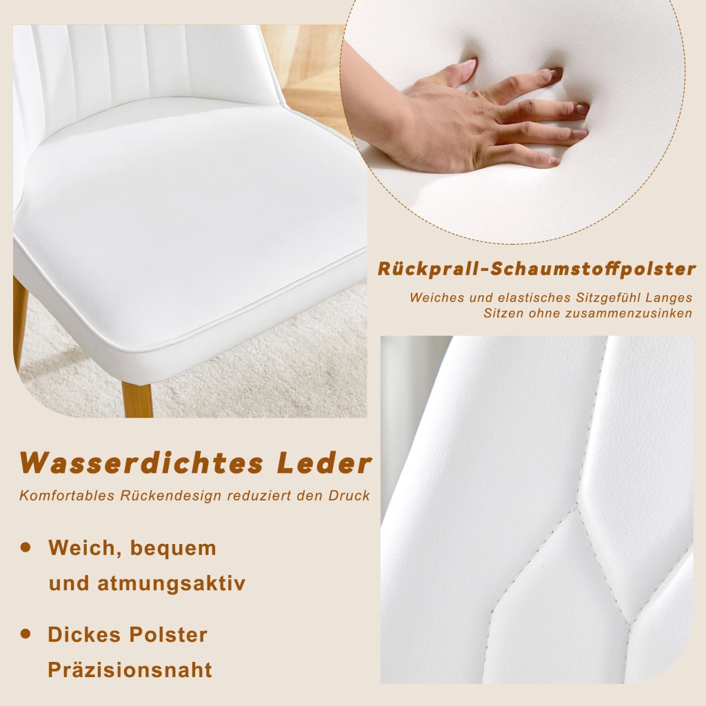 SEDIA da pranzo ergonomica 89 cm PU bianco oro