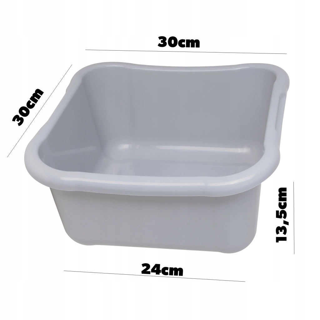 Bacinella quadrata in plastica KADAX da 8 litri con manici, colore grigio