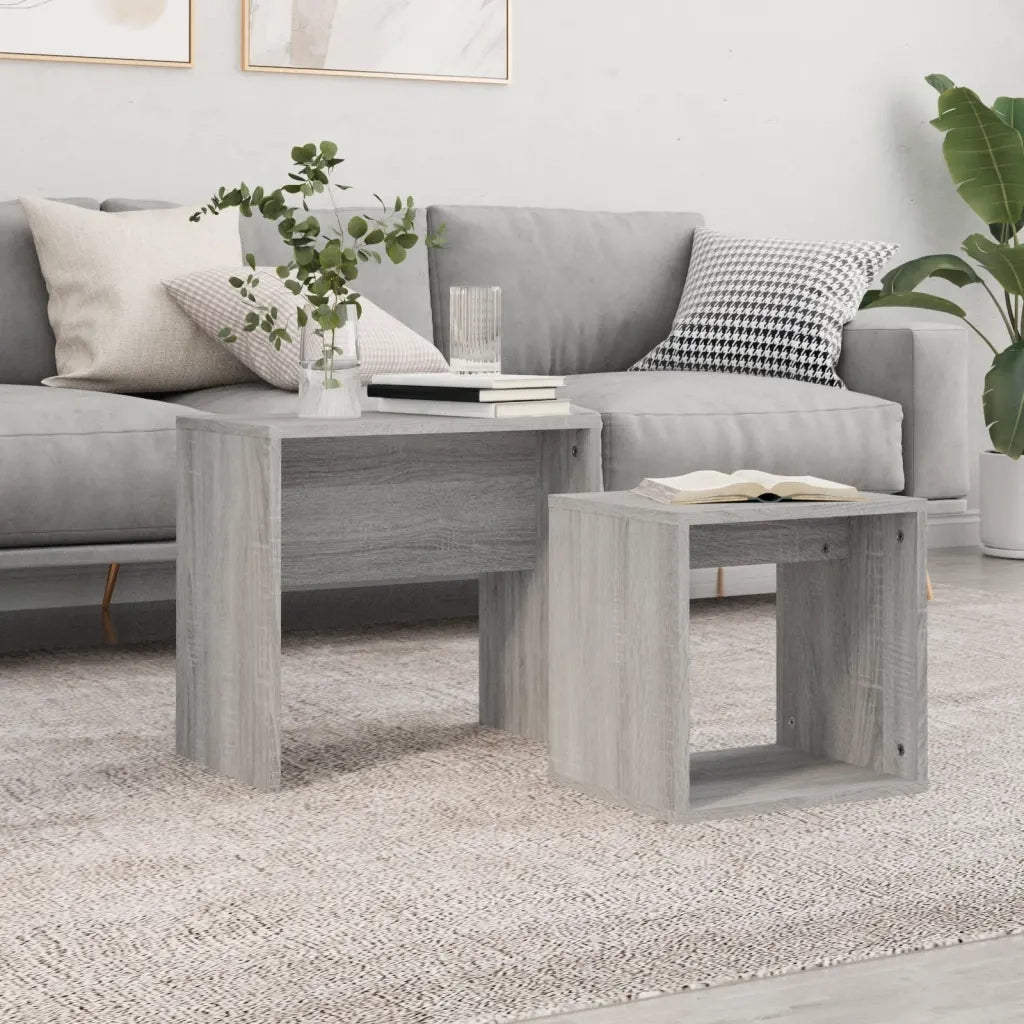 2 pz Tavolini salotto | Tavolino da caff¨¨ | Tavolino da Soggiorno Impilabili Grigio Sonoma Legno Multistrato