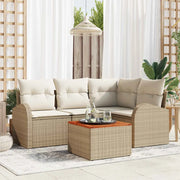 Set Divano da Giardino con cuscino 5 pcs Beige polyrattan
