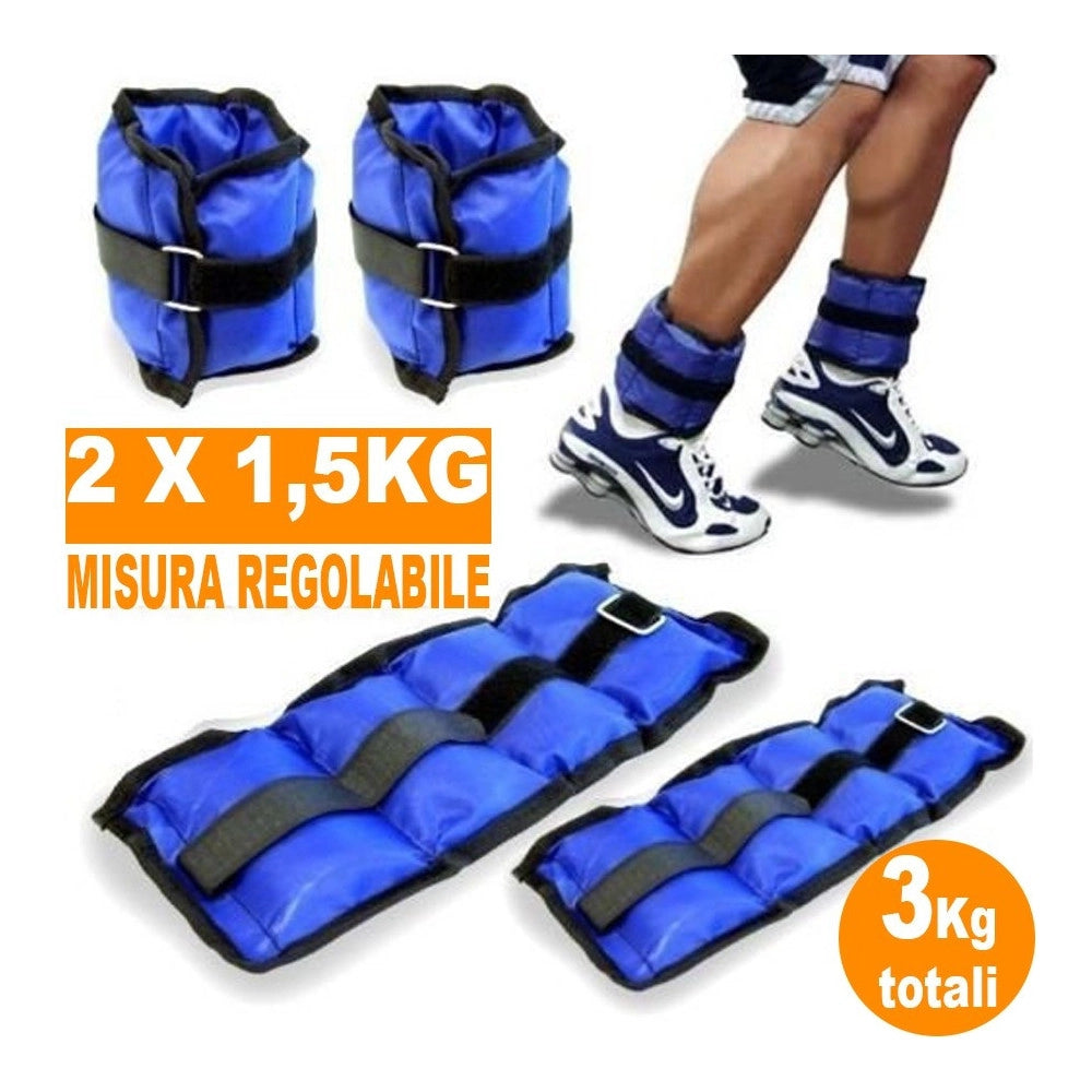 Trade Shop - Pesi Caviglie Polsi Cavigliera Sport Arti Marziali Fitness Cavigliere Peso 3 Kg -