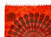 Telo Mare Spiaggia Grande Antisabbia Parasole Modello Batik Pavone - Pavone - Arancio