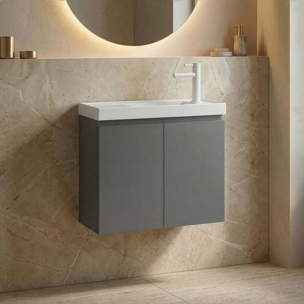Mobile lavabo "Ferla 60" - 60 x 22 x 50 cm - Grigio opaco