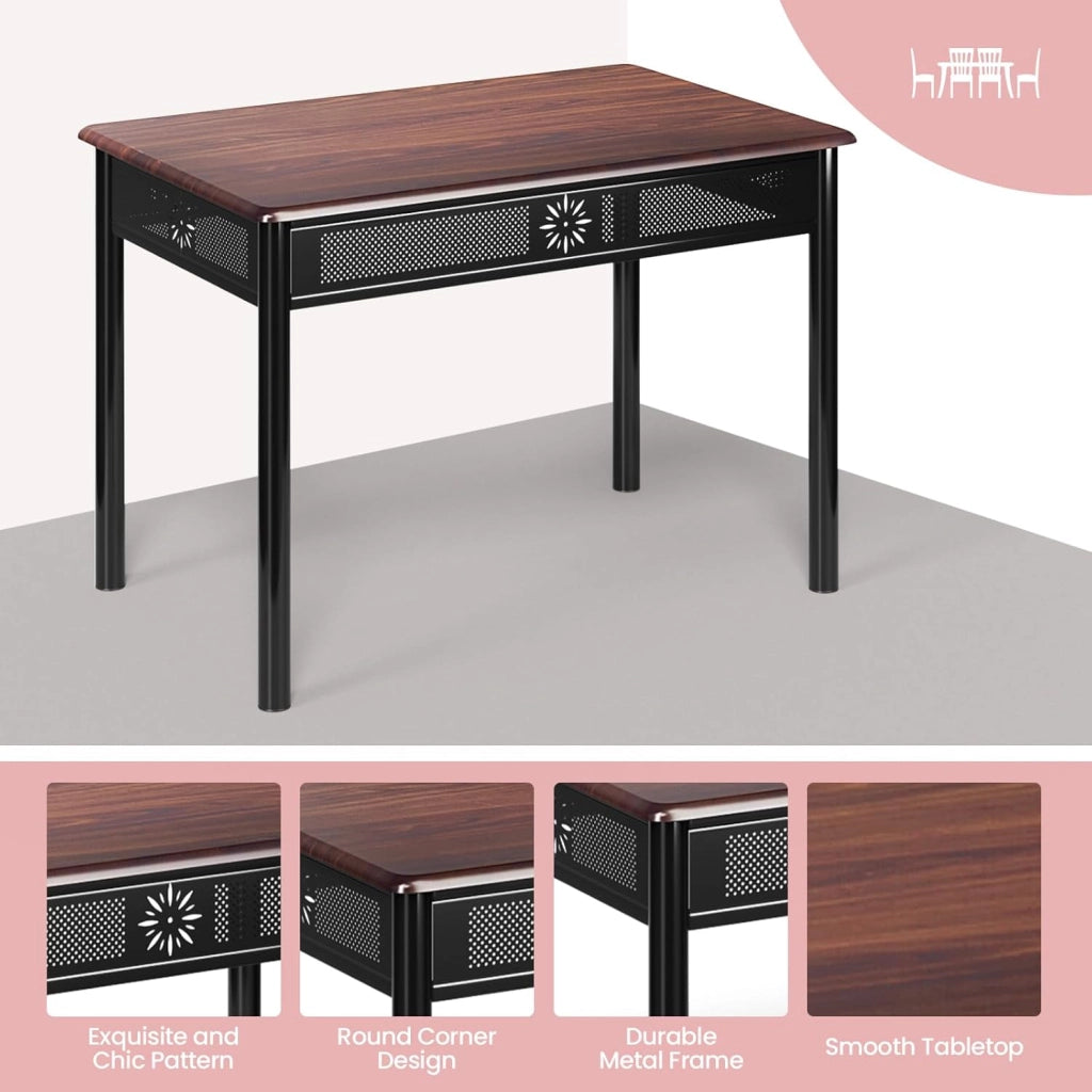 Set da tavolo da pranzo da 5 pezzi, set da tavolo rettangolare con 4 sedie tappezzate per 4 persone a casa, sala da pranzo, ristorante (Fuchsia)