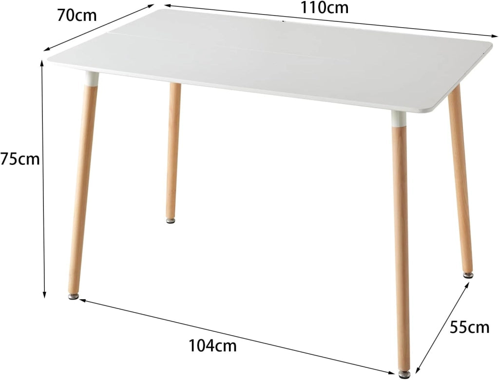 GrandCA HOME Set di Tavolo e Sedie da Pranzo in Stile Nordico, Tavolo da Pranzo Rettangolare Moderno, 4 Sedie da Cucina Imbottite, per Sala da Pranzo, Soggiorno, Cucina (Bianco + Nero)