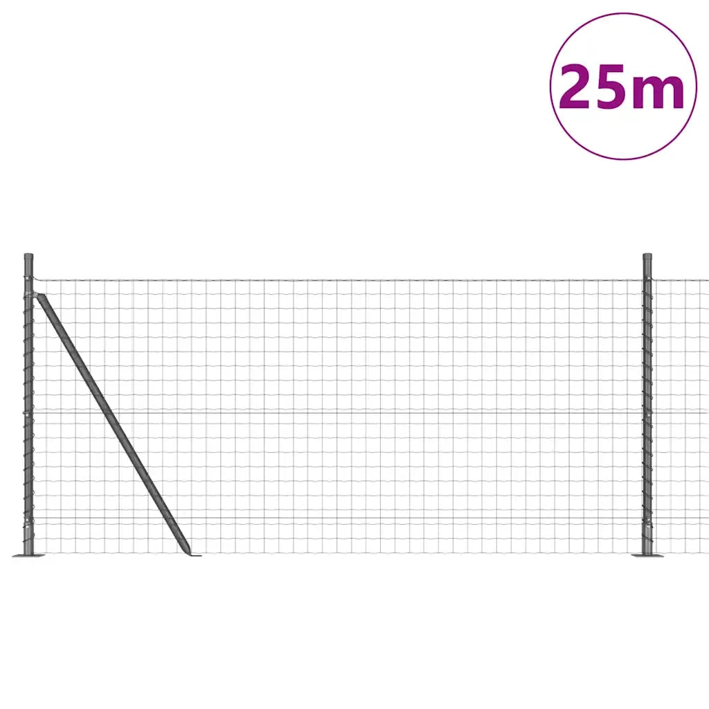 Recinzione con Posto Grigio 1 x 25 m Acciaio e PVC
