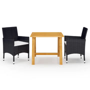 Set Mobili da Pranzo per Giardino 3 pz Nero cod mxl 36084