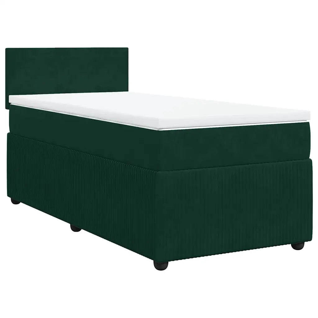 Giroletto a Molle con Materasso Verde Scuro 90x190 cm Velluto