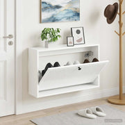 Mobiletto per Scarpe da Muro EDE 71 x 17 x 43 cm Bianco Lucido 895969