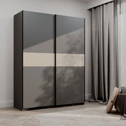 Armadio Camera da Letto Manita, Guardaroba 2 Ante 2 Ripiani, 150x204h cm Nero Antracite