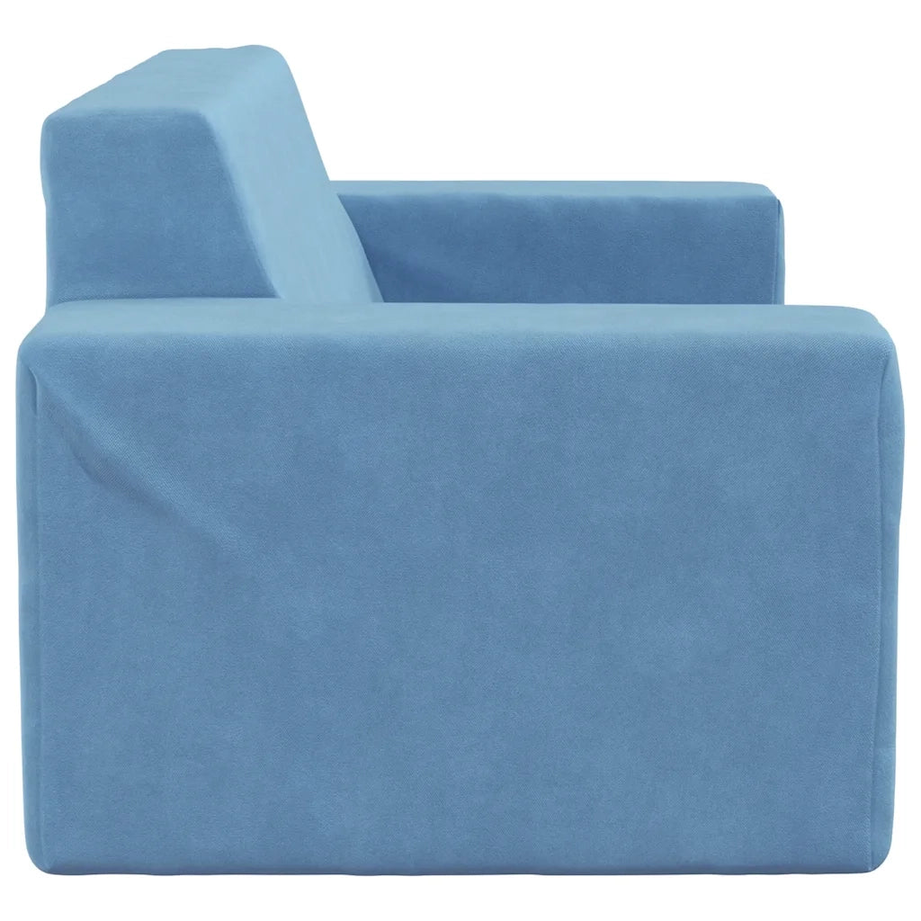 Divano per Bambini a 2 Posti Blu in Morbido Peluche 4104782