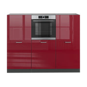 Cucine componibili piccole R-Line Rosso lucido/Antracite 180 cm senza piano di lavoro Vicco