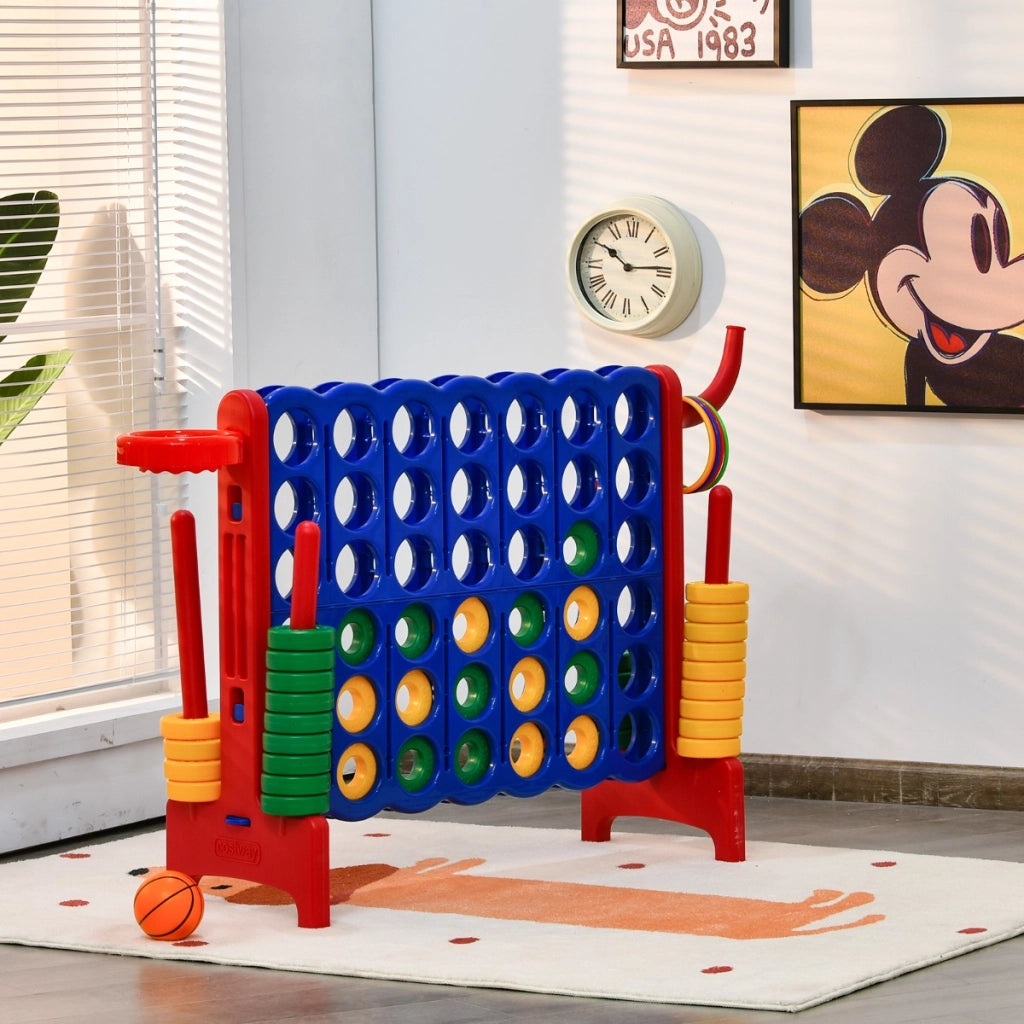 Forza 4 gigante con canestro e gioco di lancio, Gioco da esterno per bambini e adulti 84x33x79 cm Rosso-Giochi esterni