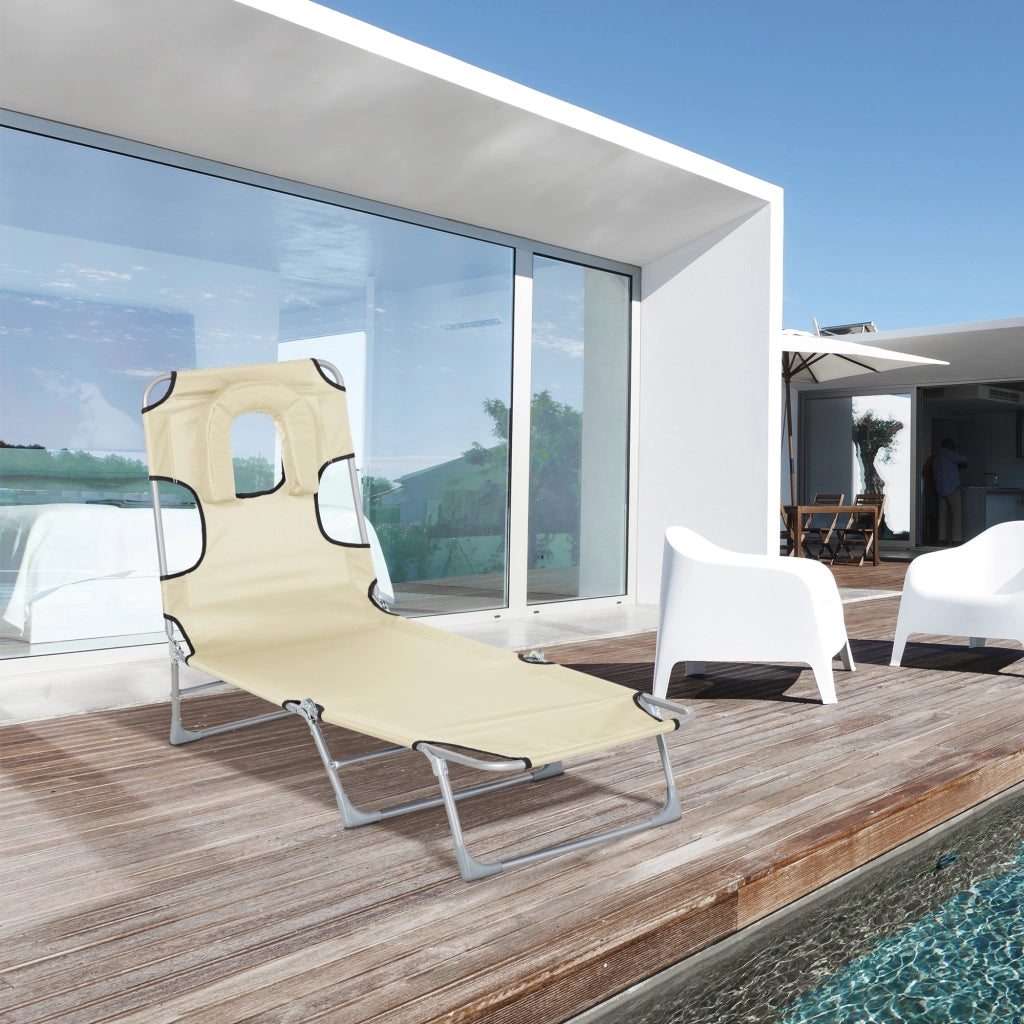 Tumbona reclinabile pieghevole da giardino ¨C zephmum ¨C 182x56x28 beige