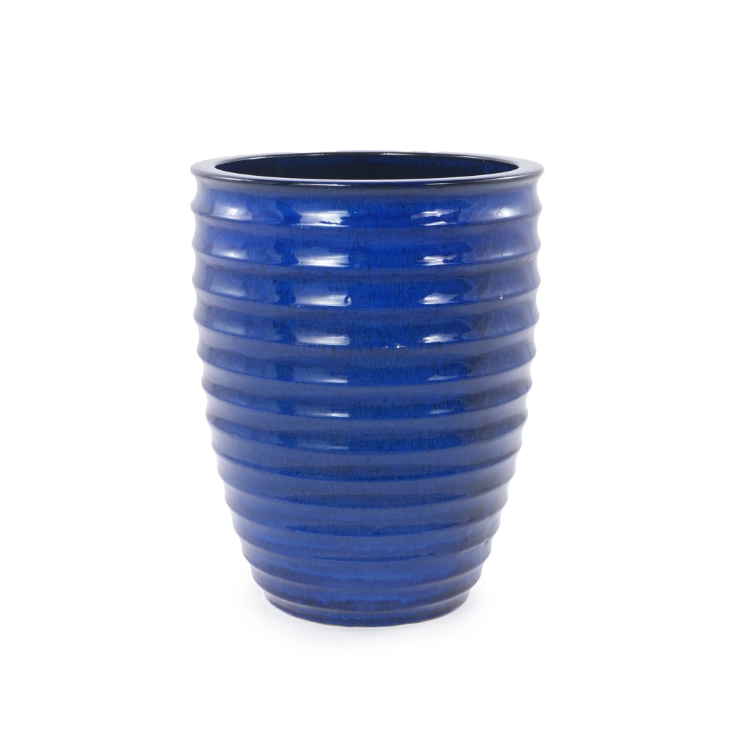 Vaso in ceramica artigianale smaltato blu zaffiro Ø 42 × H 54 cm