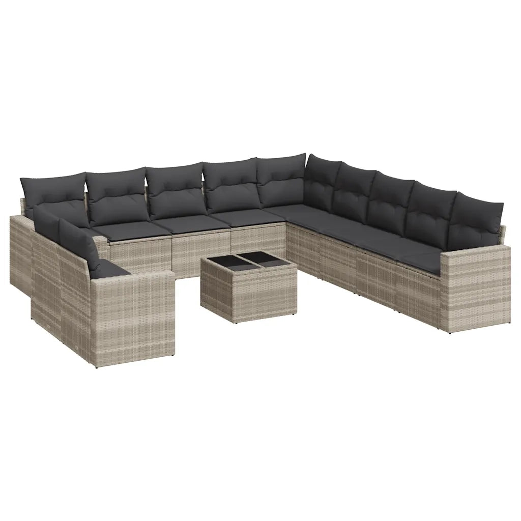 Set Divano Giardino 12 pz con Cuscini Grigio Chiaro Polyrattan 3219192