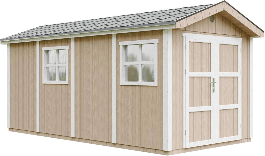 Casetta da giardino di qualit? premium 11,47 m² - H252x250x530 cm - Timbela M915C-TERRA BROWN