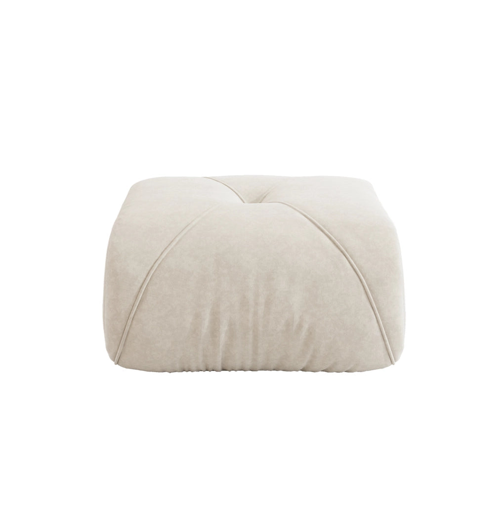 Ottomana ULEVR in ciniglia beige chiaro, complemento d'arredo per soggiorno