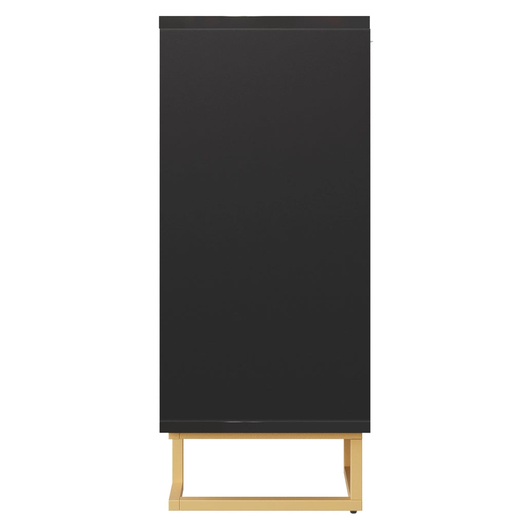 Credenza 152x40x75 cm con 2 ante e 4 vani; MDF nero