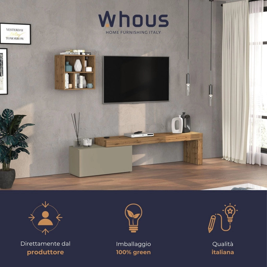 WHOUS Parete attrezzata Chronos set soggiorno tortora opaco e rovere 180/260x40 cm