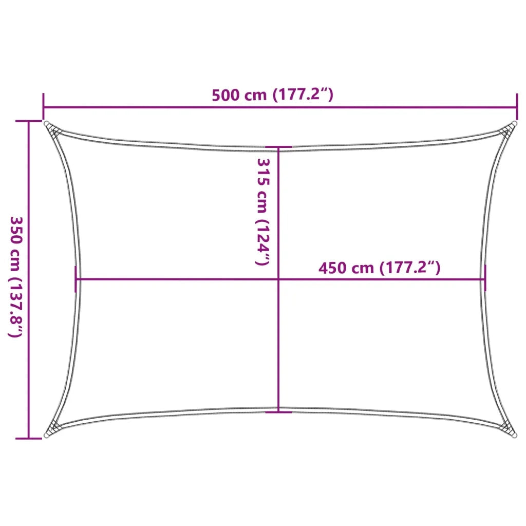 Vela Parasole 160 g/mÂ² Rettangolare Sabbia 3,5x5 m in HDPE