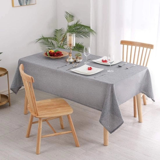 Tavolo quadrato con finitura impermeabile, stile lino - 135 x 160 cm - grigio