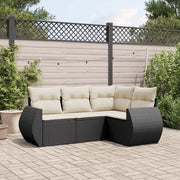 Set Divani da Giardino 4 pz con Cuscini Nero in Polyrattan 3221305
