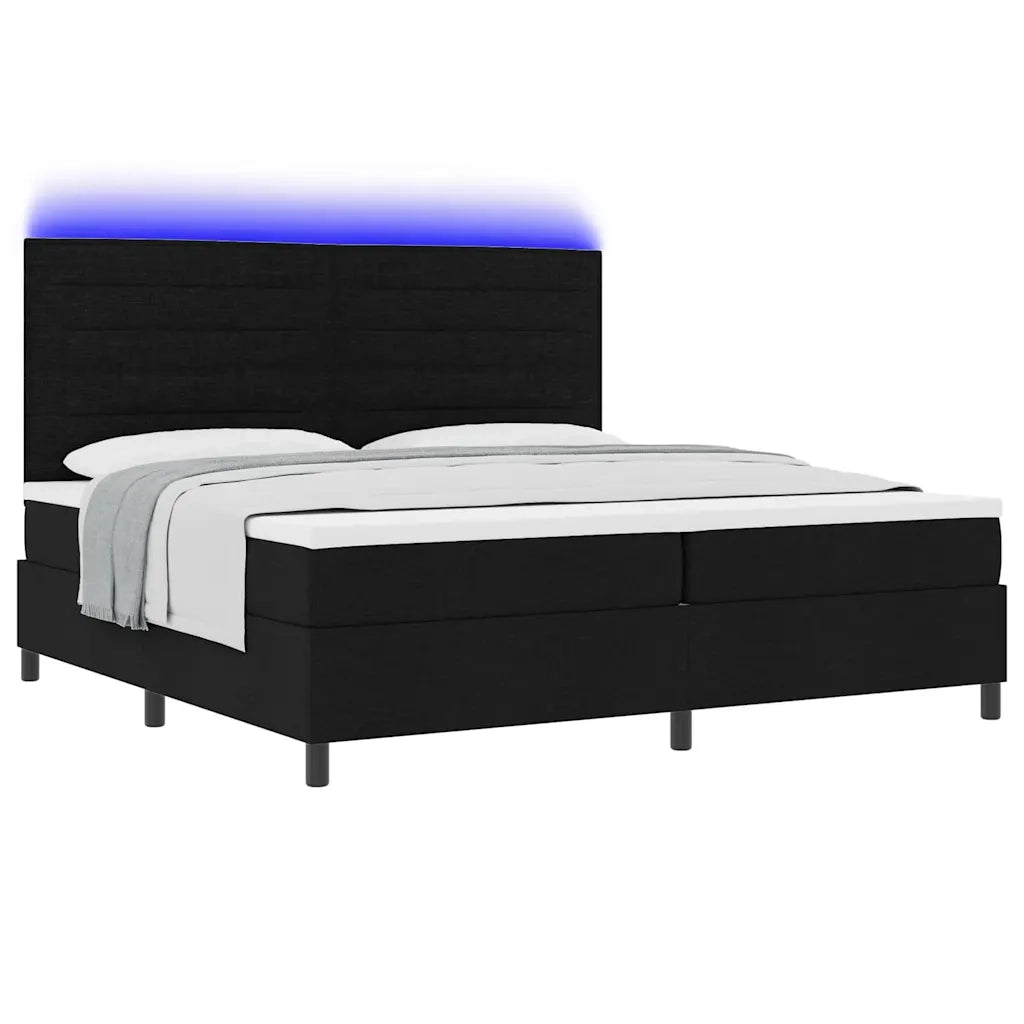 Letto a molle con materasso con led Nero 200 x 200 cm Tessuto 3342818
