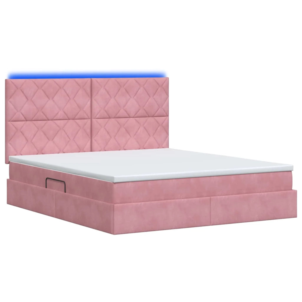 Letto con contenitore LED e materasso Rosa 140 x 200 cm Velluto 3460199