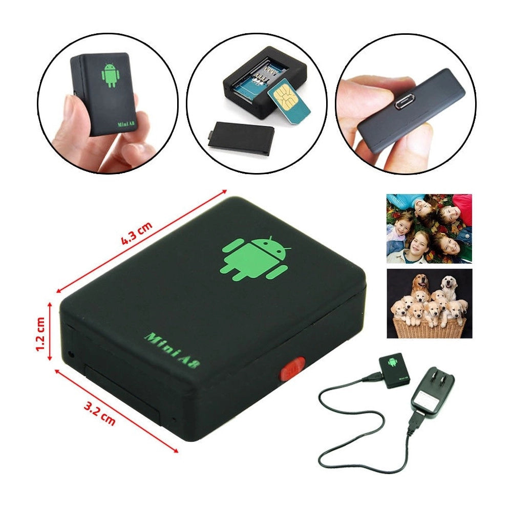 Trade Shop - Localizzatore Satellitare Gps Mini A8 Gsm Antifurto Sos Tracker Ascolto Vocale -