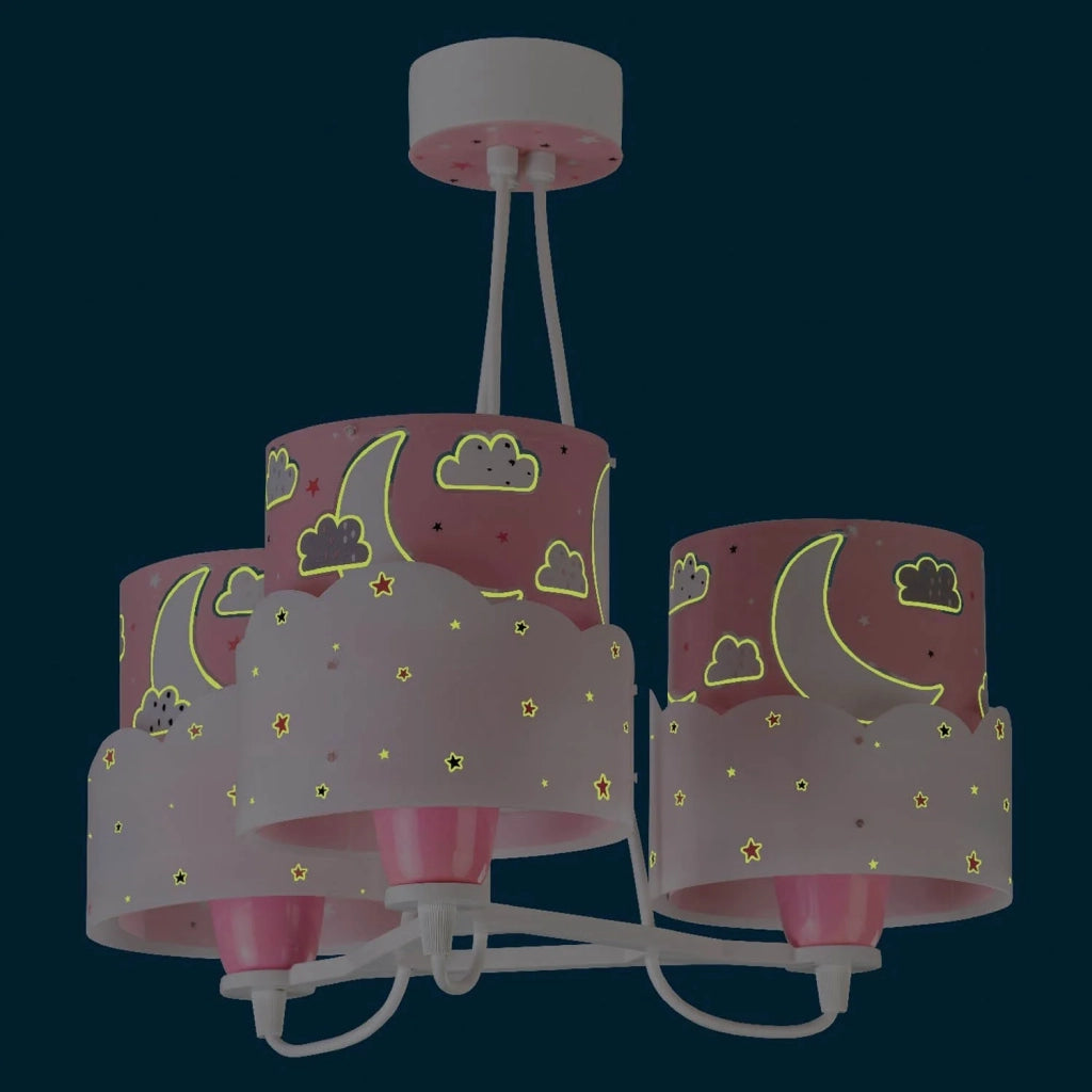 LÚZETE - LÁMPARA INFANTIL 3 LUCES NEW MOON E27 ROSA