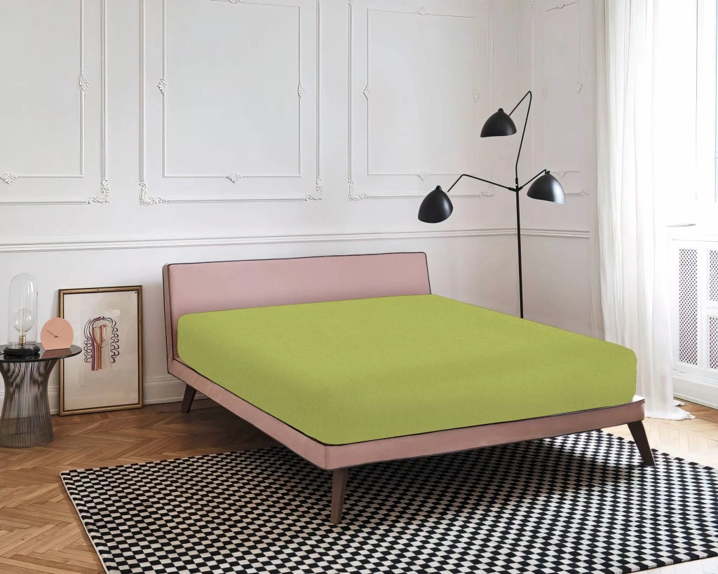 Lenzuolo Sotto Con Angoli Elastici 100% Puro Cotone  Verde - Singolo