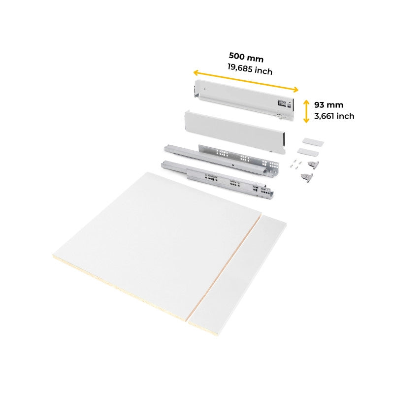 Kit di cassetti per cucina o bagno Vertex con regolazione 3D, altezza 93 mm, con pannelli inclusi, modulo 600 mm, Grig..