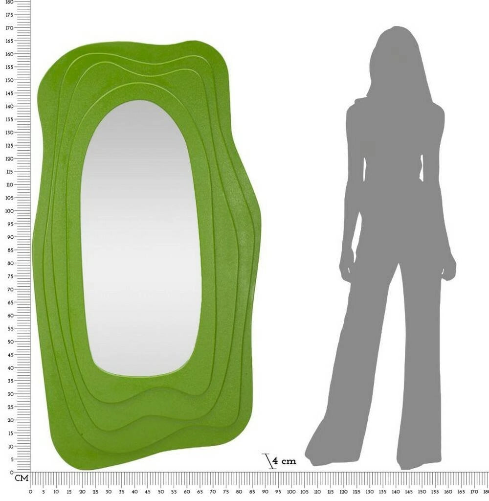 Specchio Pregola, Specchiera, Articolo d'arredo a muro, Decorazione con specchio, 90x4 h165 cm, Verde