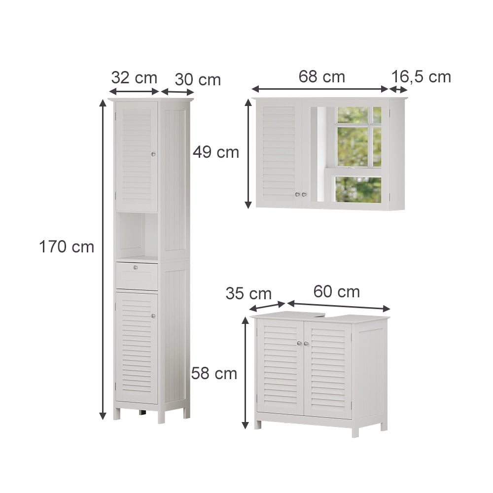 Vicco Set di mobili da bagno Bianco 3 pezzi, opzione 5
