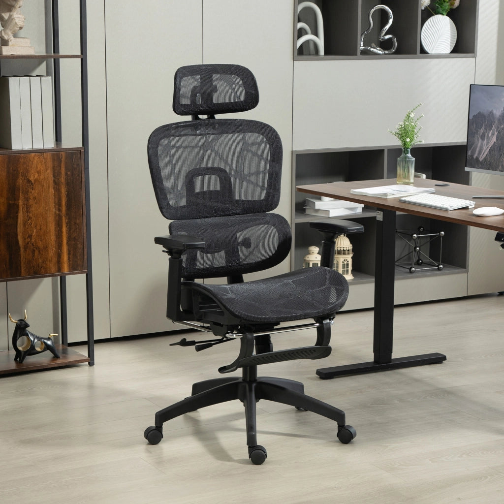 SEDIA DA UFFICIO ERGONOMICA 66x64x114-122 cm Nera in Poliestere