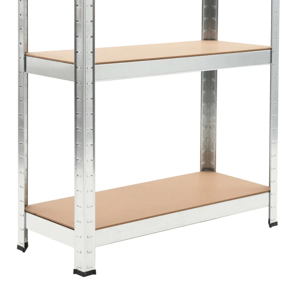 Set di 3 robusti scaffali portaoggetti per attrezzi da officina/garage in acciaio zincato e MDF 172 cm argento 02_0000719