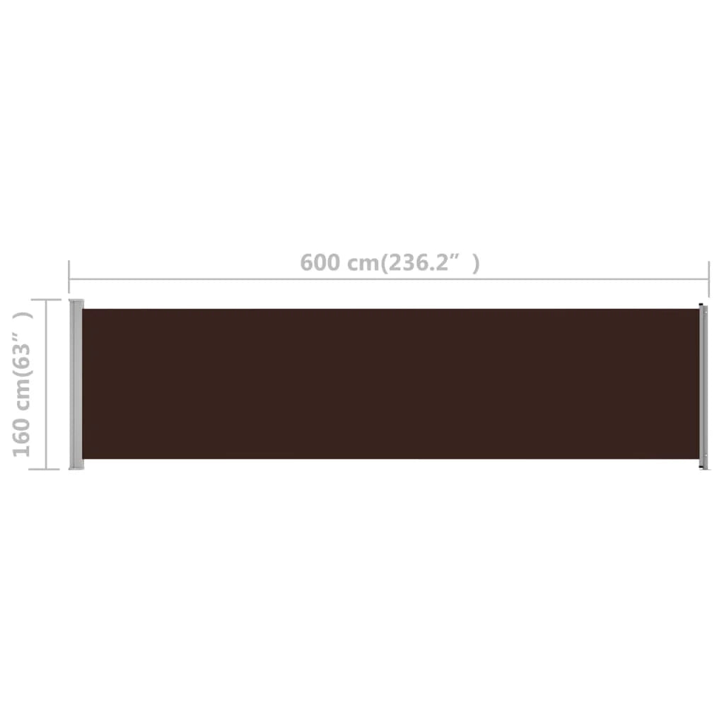 Tenda da sole laterale retrattile/schermo protettivo per patio giardino terrazza balcone 600 x 160 cm marrone 02_0007386
