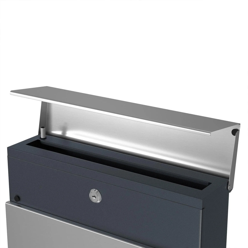 Cassetta postale da parete con porta giornali e portachiavi facile da installare design moderno grigio antracite e argento 12_0001638