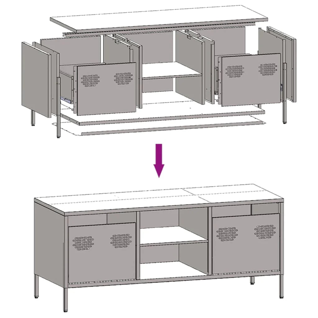 Mobile TV multimediale scaffale TV credenza mobile TV sala da pranzo soggiorno camera da letto 101,5 x 39 x 43,5 cm acciaio laminato a freddo antracite 02_0026386
