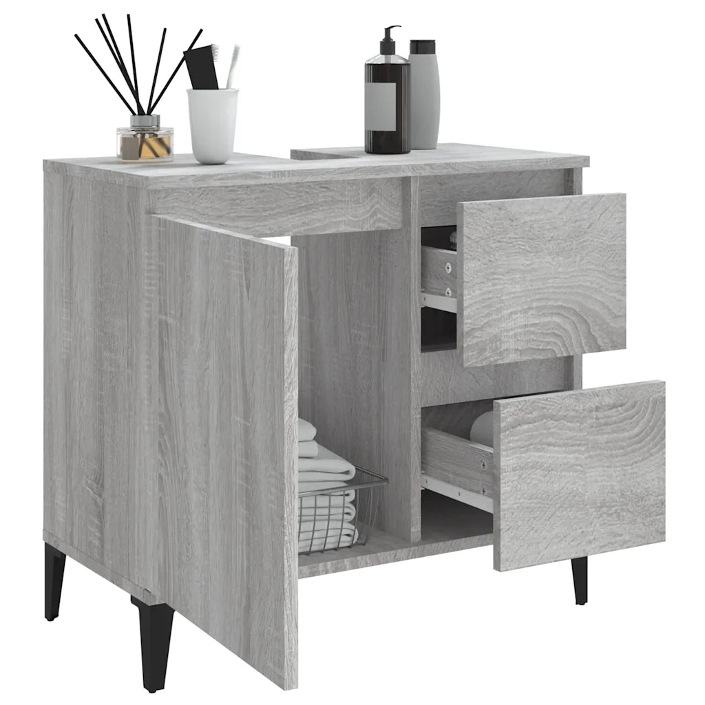 Armadietto Bagno Grigio Sonoma 65x33x60 cm in Legno Multistrato 819834