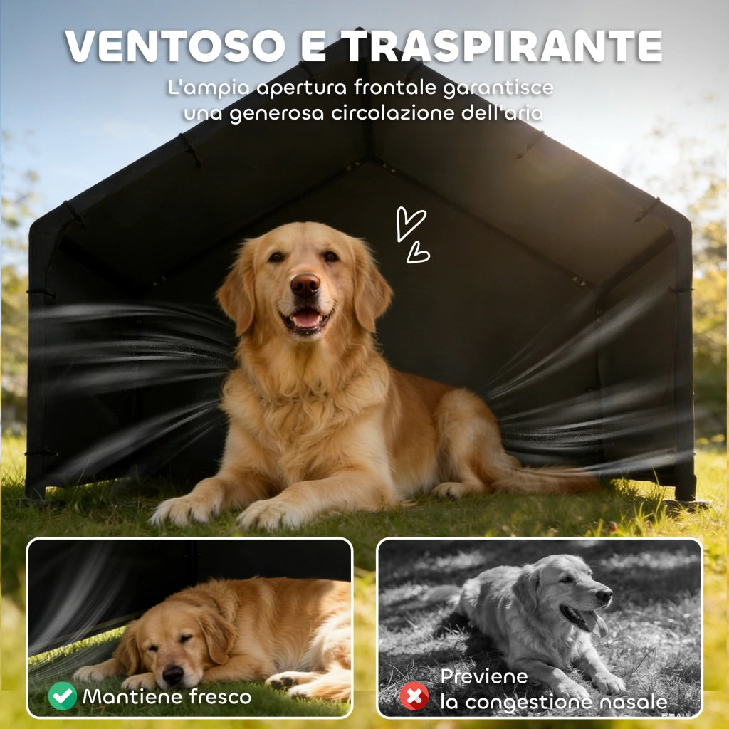 Cuccia per Cani da Esterno ¨C Zephmum ¨C Tessuto Oxford, 125x110x93 cm, Nero